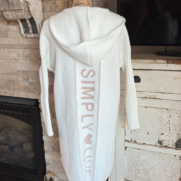 Simply Live cozy knitted cardigan color block hooded longline open front sweater - Picture 5 of 16